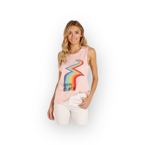 new Daydreamer ☺︎︎ Pink Floyd Rainbow Muscle Tee Tank ☺︎ Light Pink ☺︎ Small ☺︎︎ - Picture 15 of 16